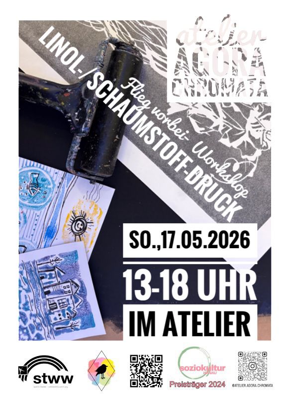 Flieg vorbei Workshop "Linol- und Schaumstoff-Druck"